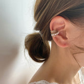 Arzonai  1Pcs High-quality ear clips without ear holes female multi-layer circle pearl retro ear bone clip fairy spirit super fairy earrings